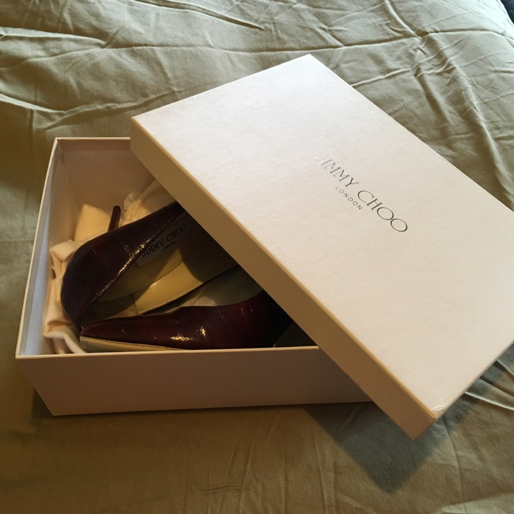 Jimmy Choo wine Gilbert Eel size 40.5 - Picture 4 of 6
